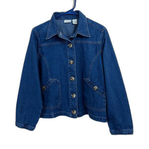 ERIKA Size L Petite Women Blue Casual Western Ranch 90s Y2K Denim Jean Jacket